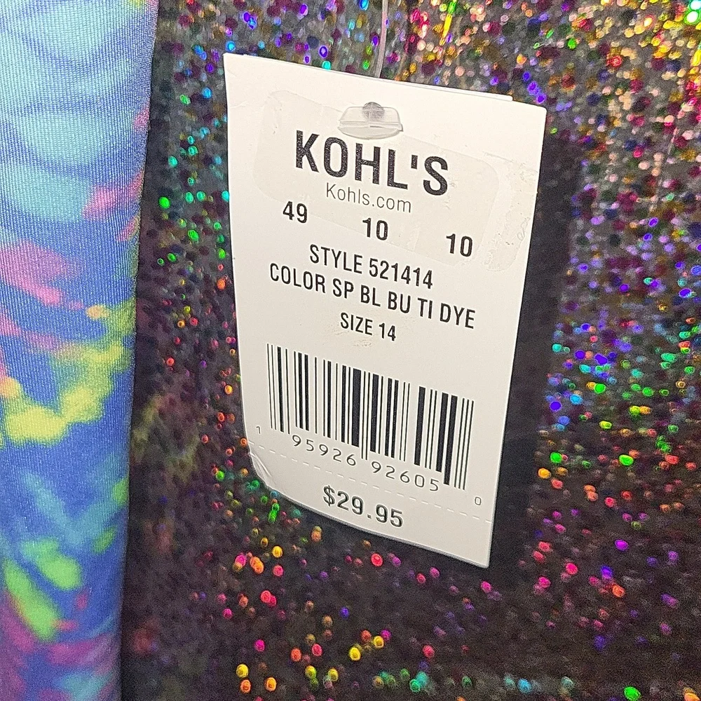 Girl's Lands' End Tie Dye Crossback One Piece Swimsuit NWT Size 14 - Picture 2 of 5
